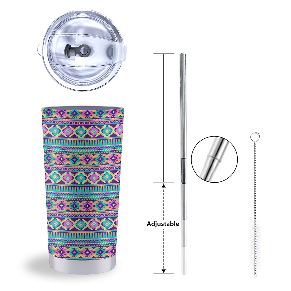 Aztec Neon Native Print Pattern Tumbler-grizzshop