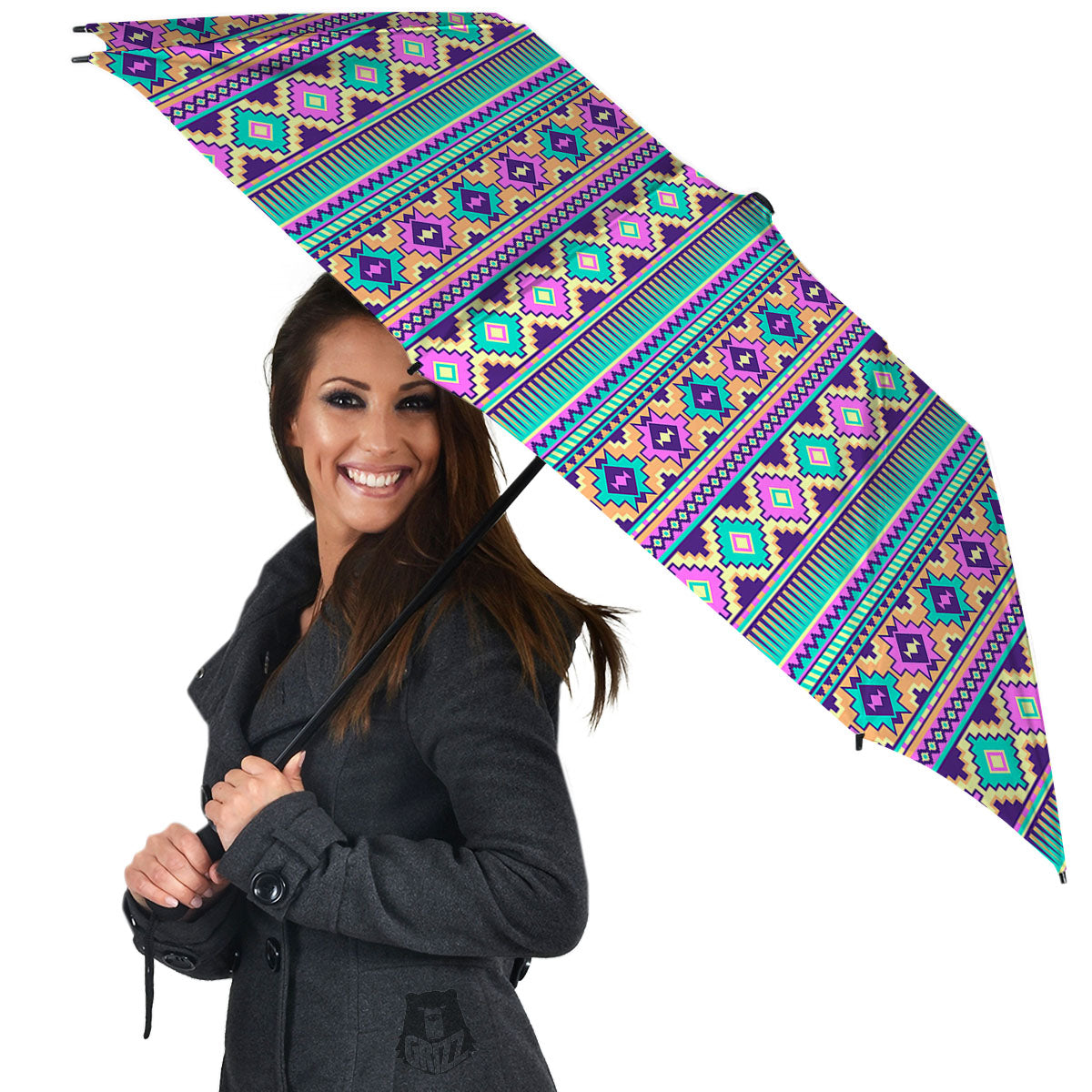 Aztec Neon Native Print Pattern Umbrella-grizzshop