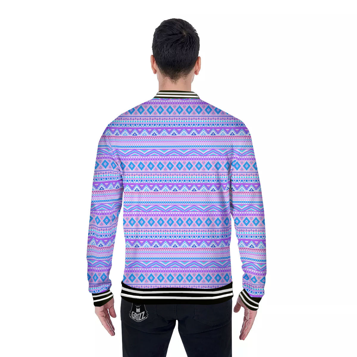 Aztec Pink And Pastel Print Pattern Baseball Jacket-grizzshop