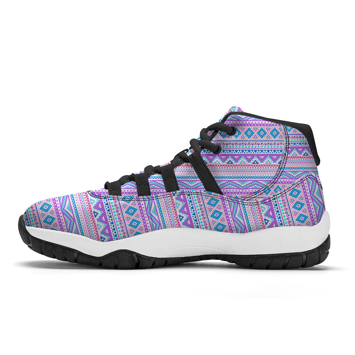 Aztec Pink And Pastel Print Pattern Black Bball Shoes-grizzshop