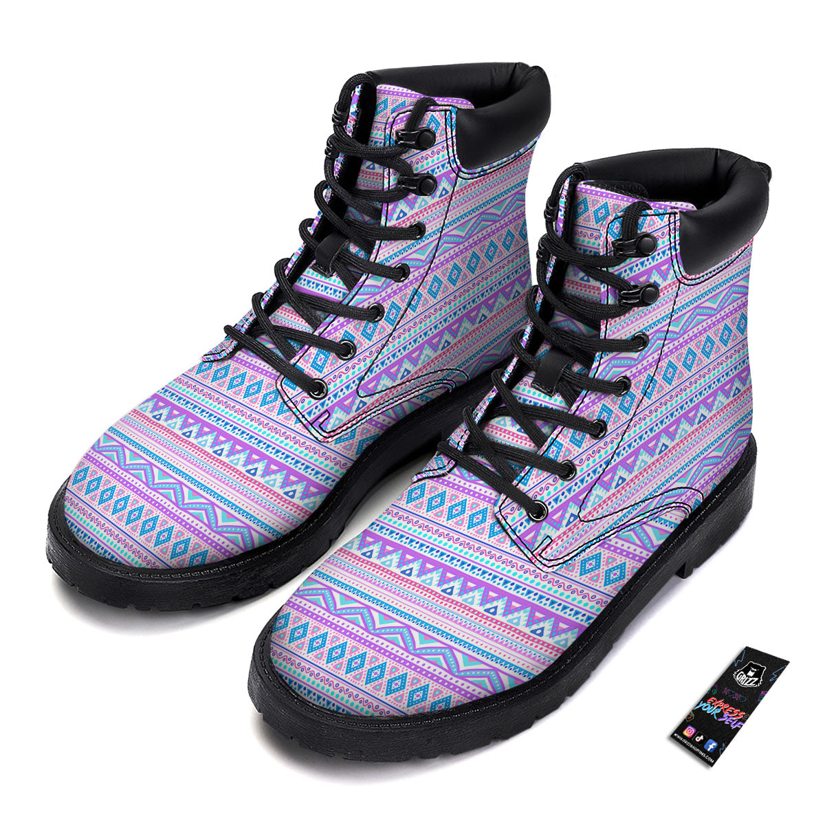 Aztec Pink And Pastel Print Pattern Boots-grizzshop