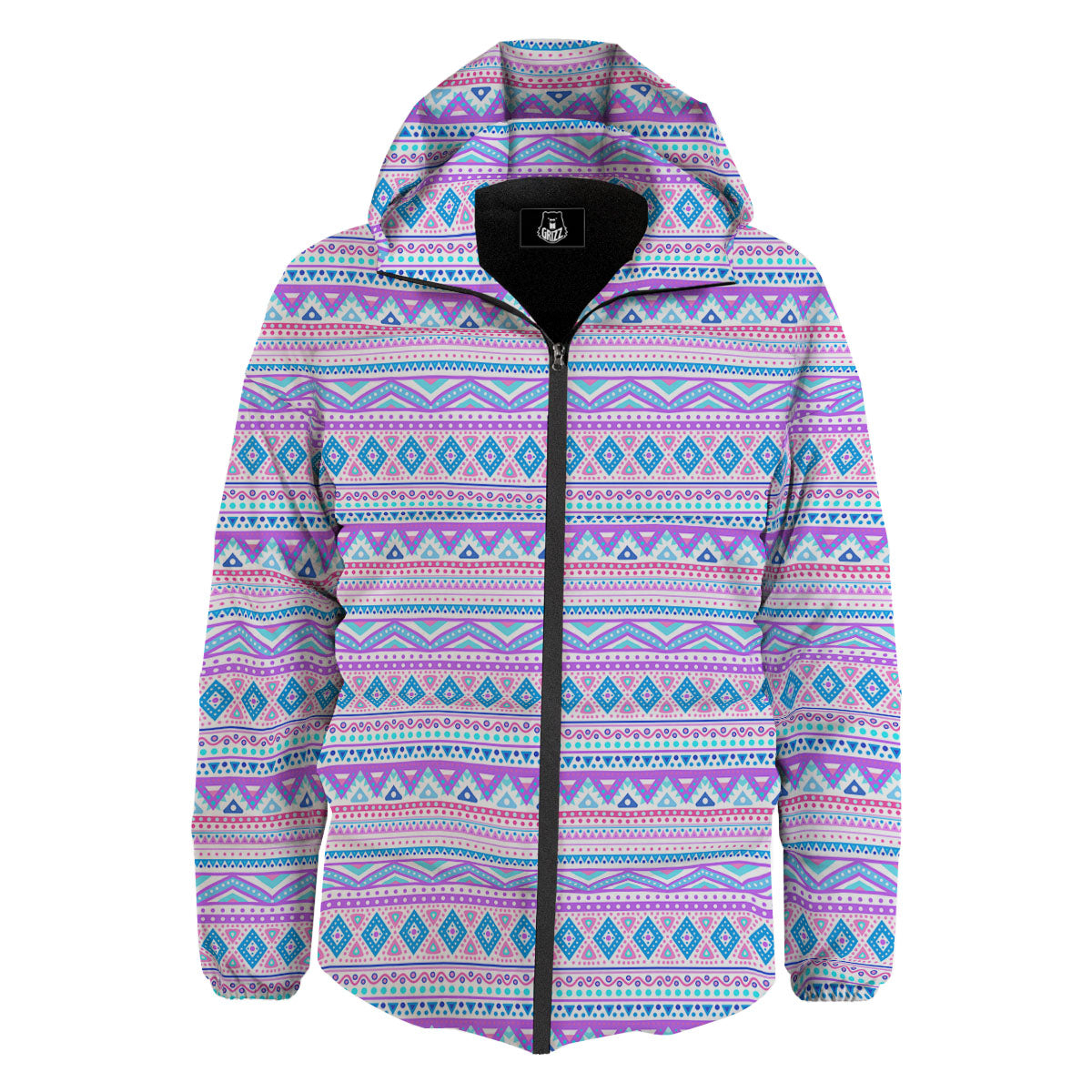 Aztec Pink And Pastel Print Pattern Down Jacket-grizzshop