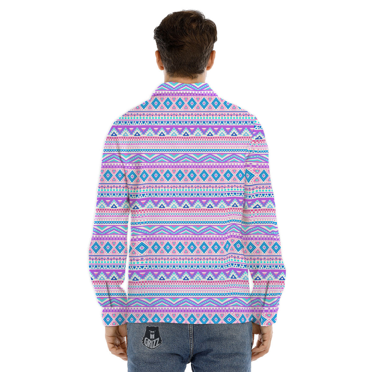 Aztec Pink And Pastel Print Pattern Men's Dress Shirts-grizzshop