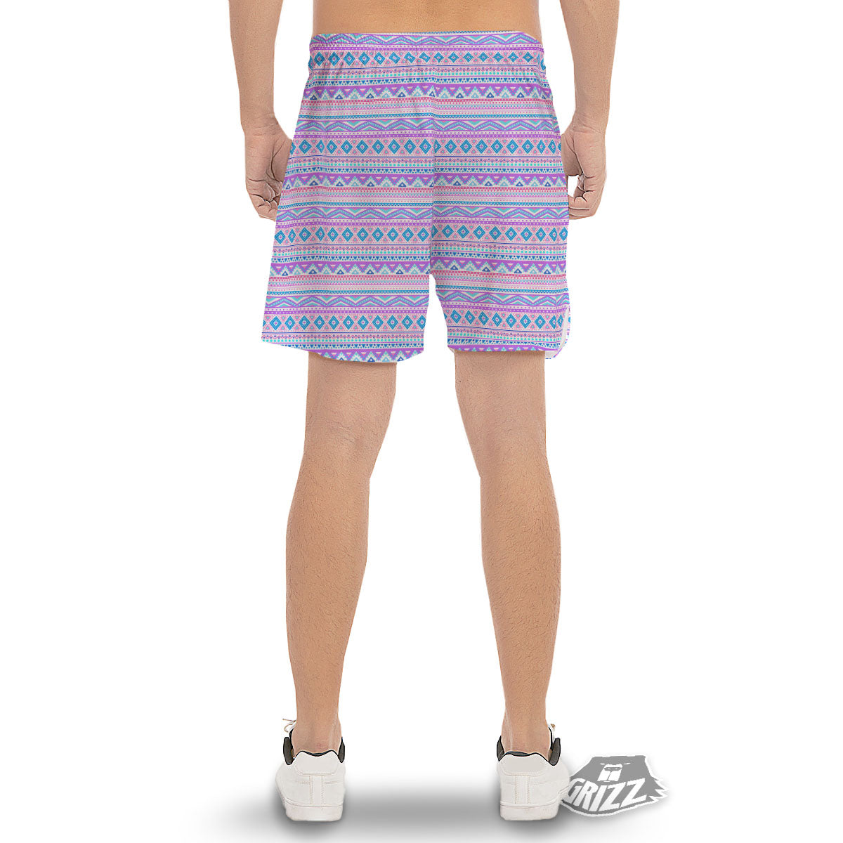 Aztec Pink And Pastel Print Pattern Men's Gym Shorts-grizzshop