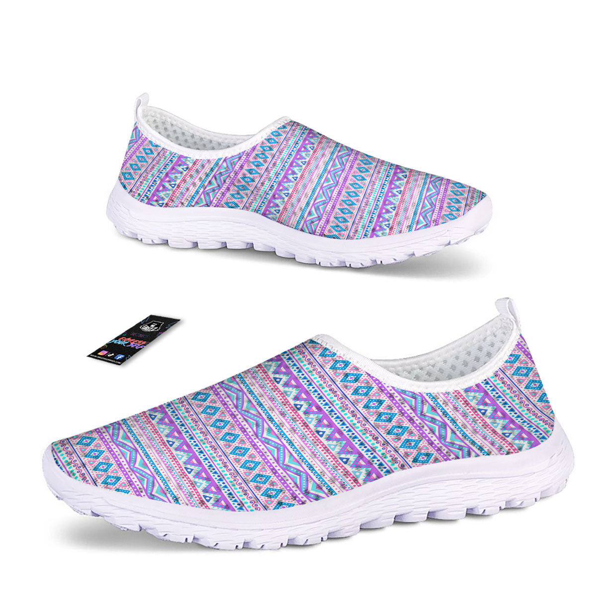 Aztec Pink And Pastel Print Pattern Nurse Shoes-grizzshop