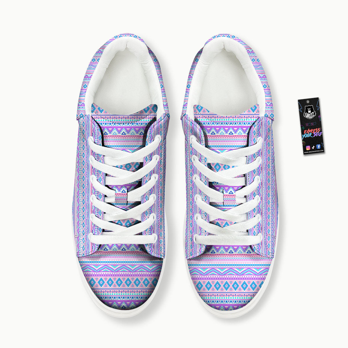 Aztec Pink And Pastel Print Pattern Platform Shoes-grizzshop