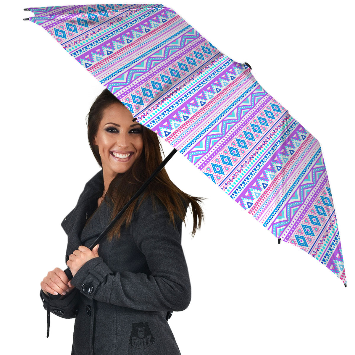 Aztec Pink And Pastel Print Pattern Umbrella-grizzshop