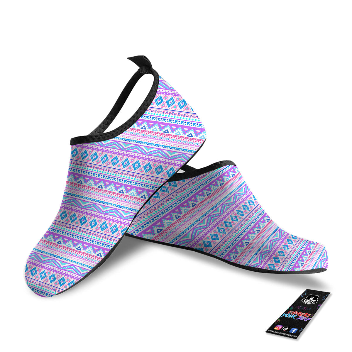 Aztec Pink And Pastel Print Pattern Water Shoes-grizzshop