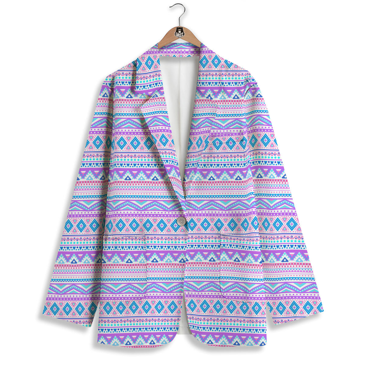 Aztec Pink And Pastel Print Pattern Women's Blazer-grizzshop
