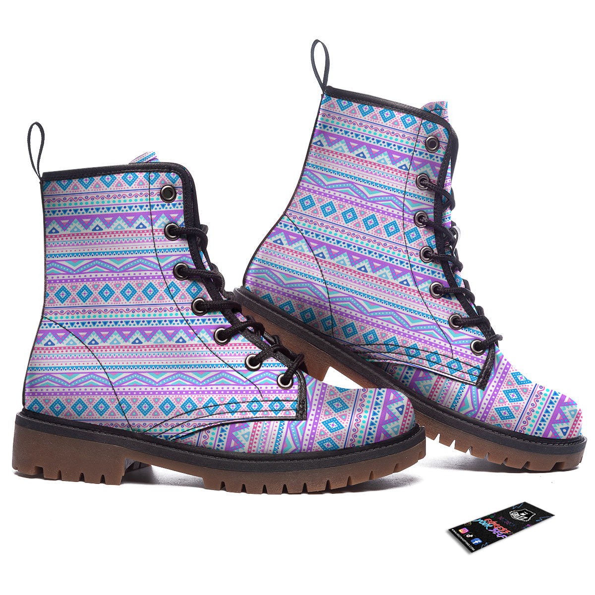 Aztec Pink And Pastel Print Pattern Work Boots-grizzshop