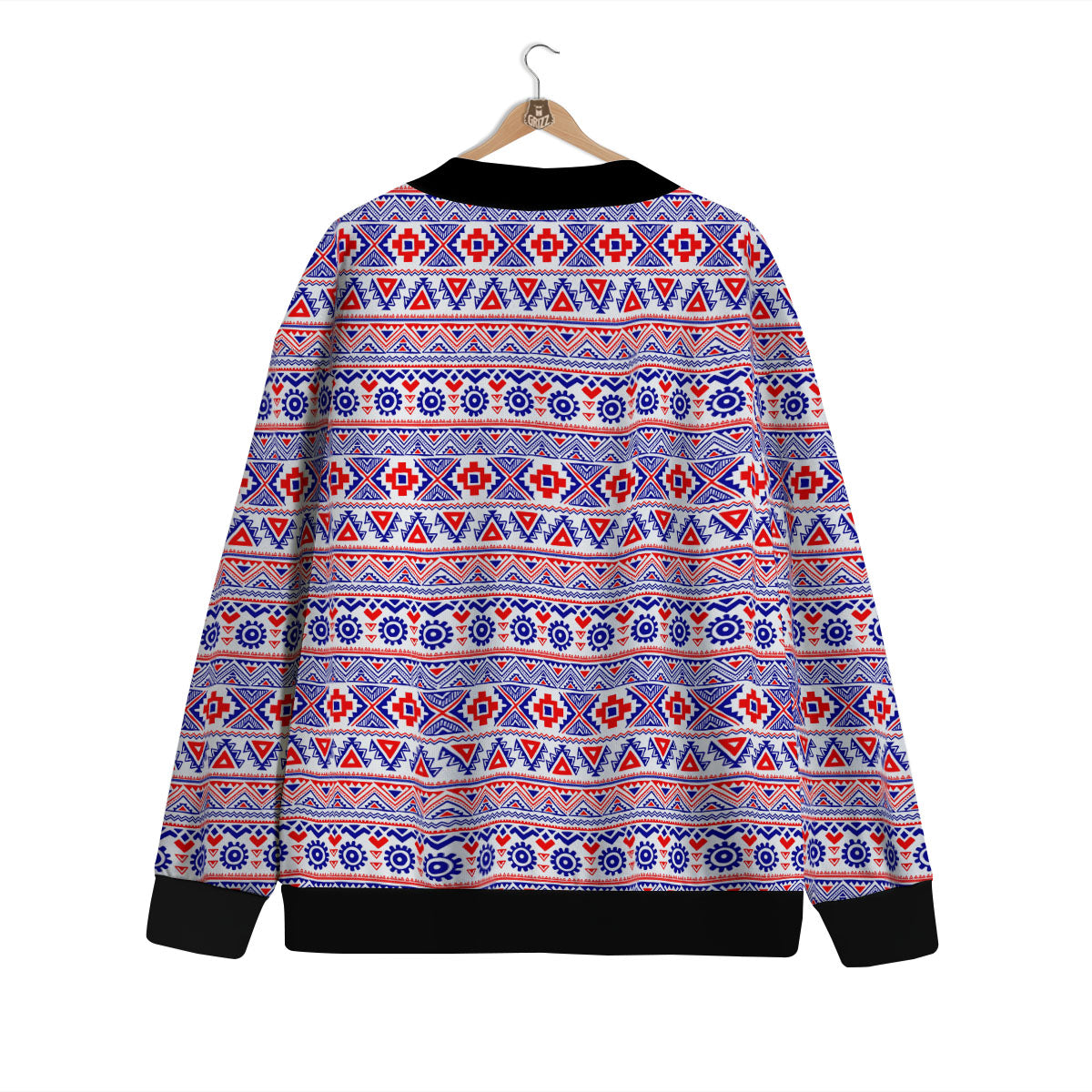 Aztec Red And Blue Print Pattern Cardigan-grizzshop