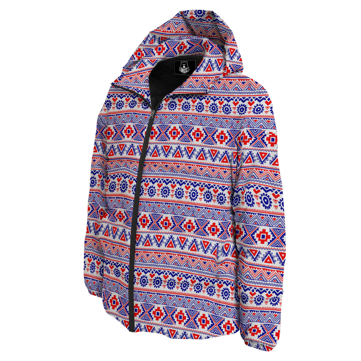 Aztec Red And Blue Print Pattern Down Jacket-grizzshop