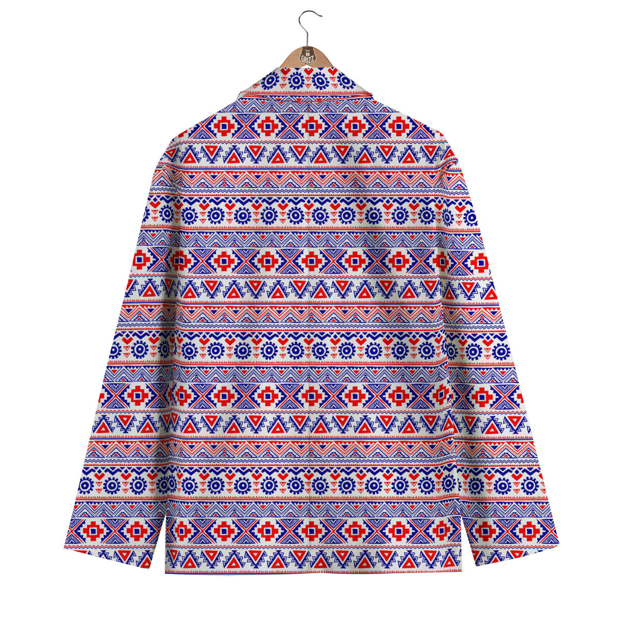 Aztec Red And Blue Print Pattern Men's Blazer-grizzshop