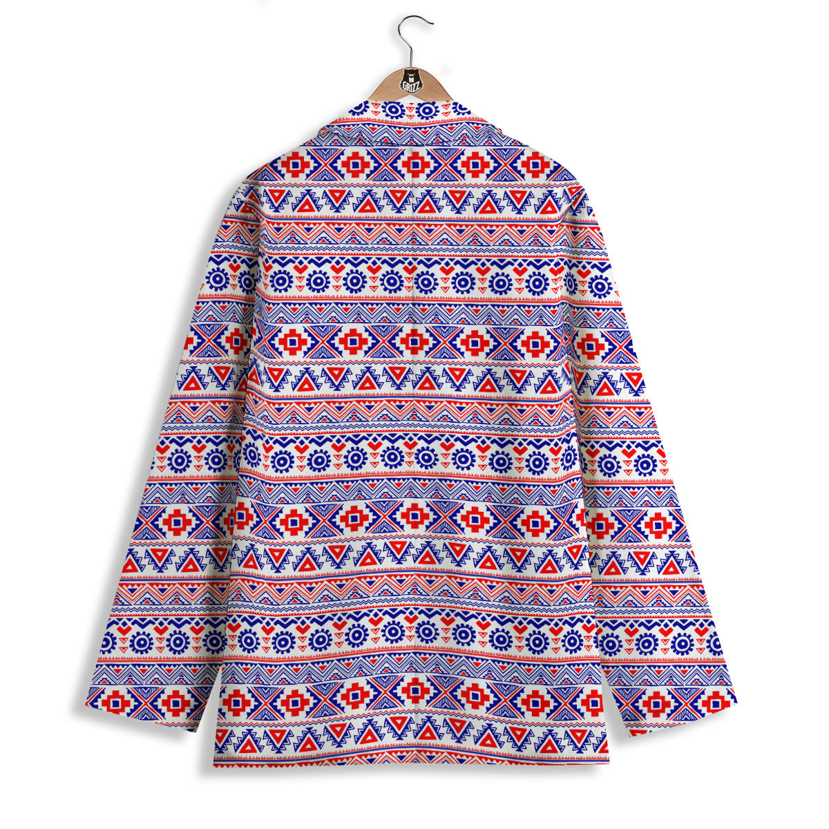 Aztec Red And Blue Print Pattern Women's Blazer-grizzshop