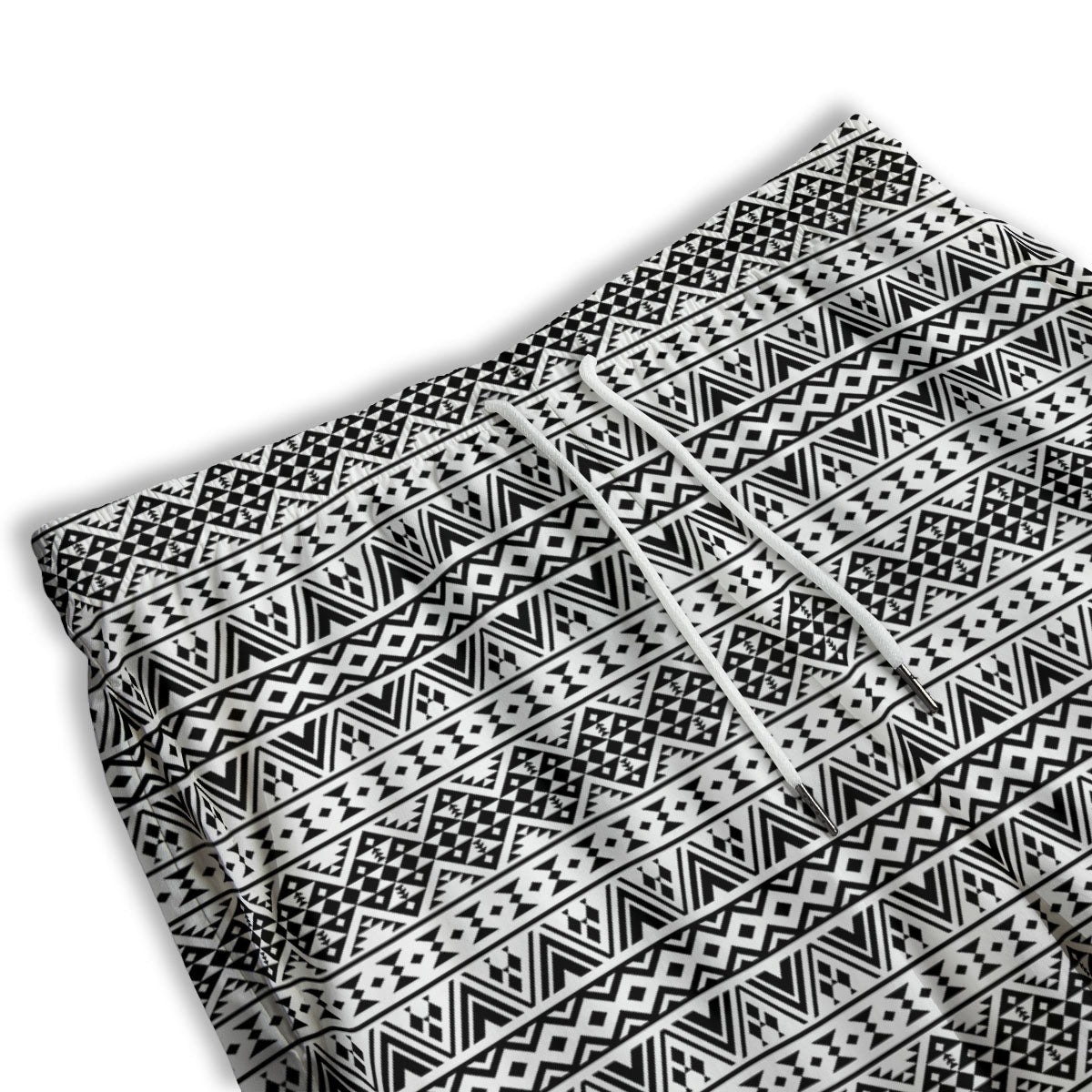 Aztec Texture White And Black Print Pattern Men's Athletic Shorts