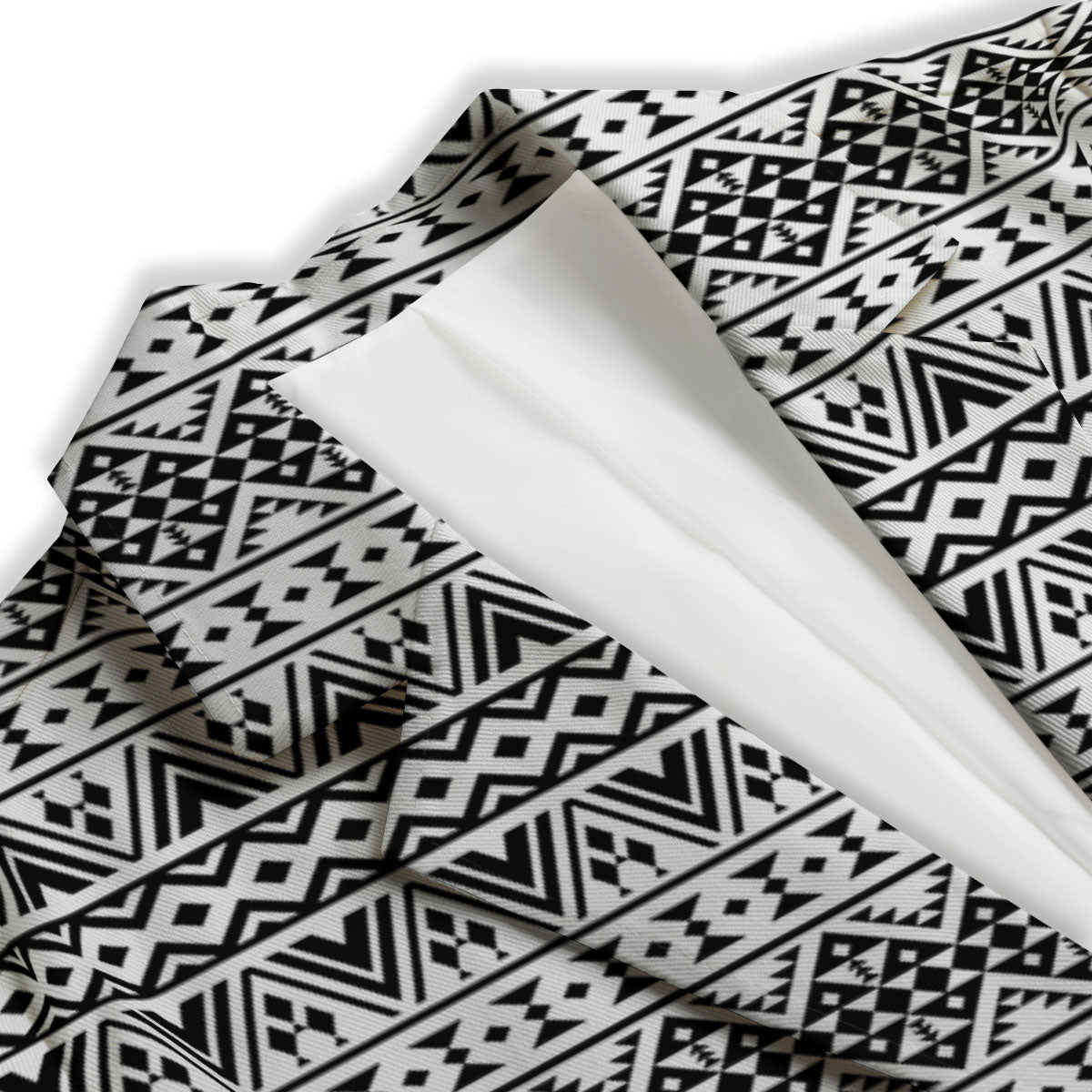 Aztec Texture White And Black Print Pattern Women's Blazer-grizzshop