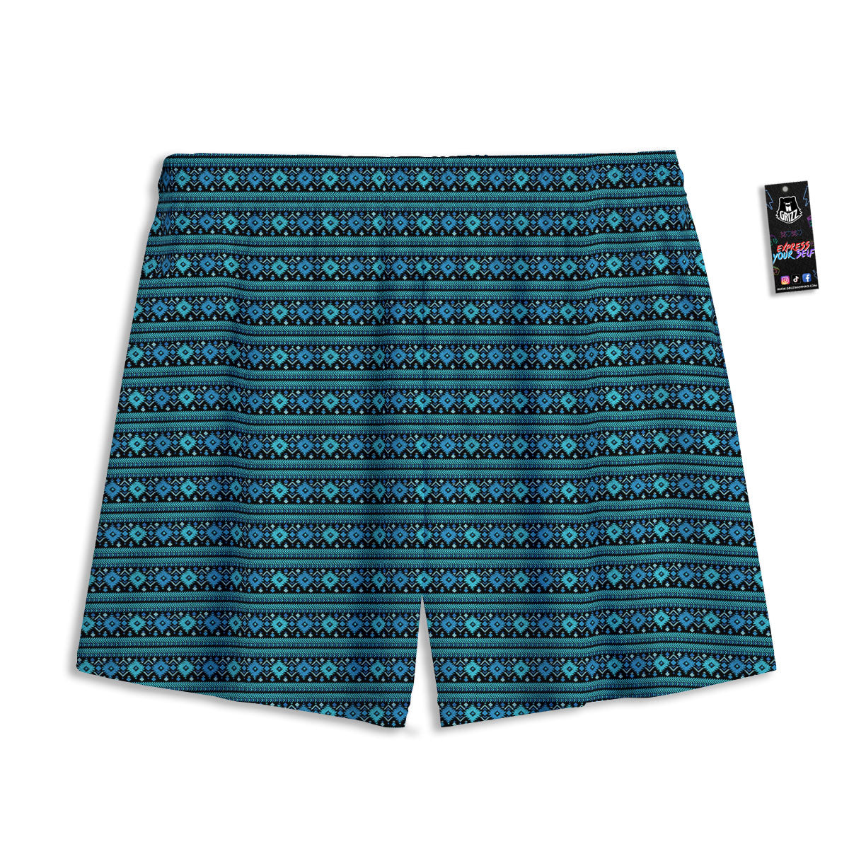 Avocado Green Print Mesh Shorts