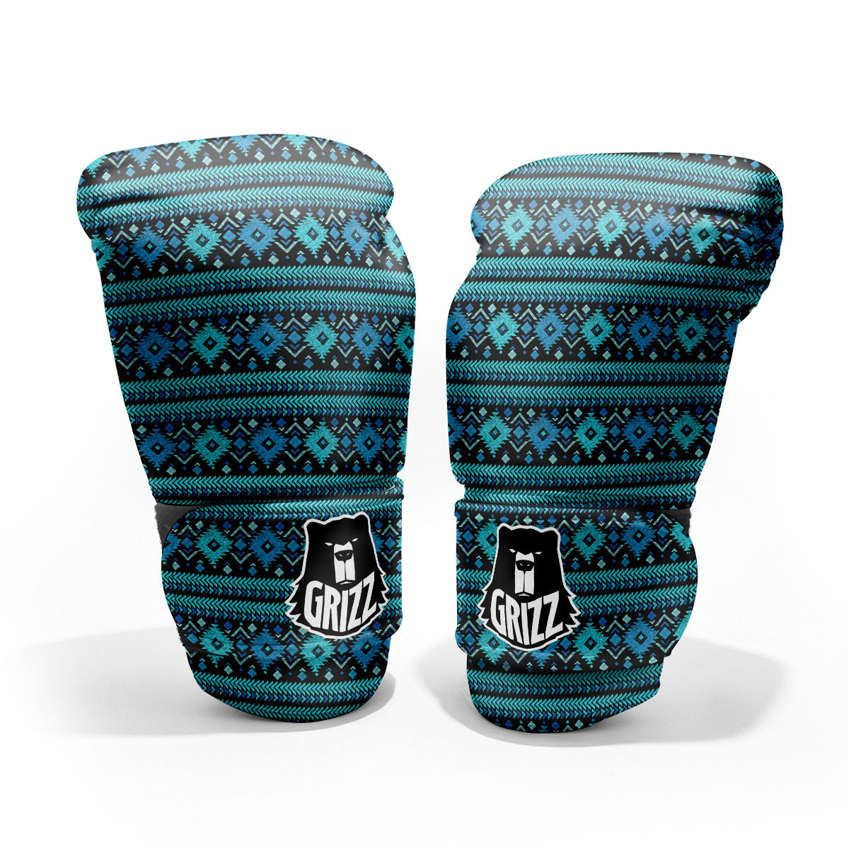 Aztec Tribal Blue Native Print Pattern Pro Boxing Glove