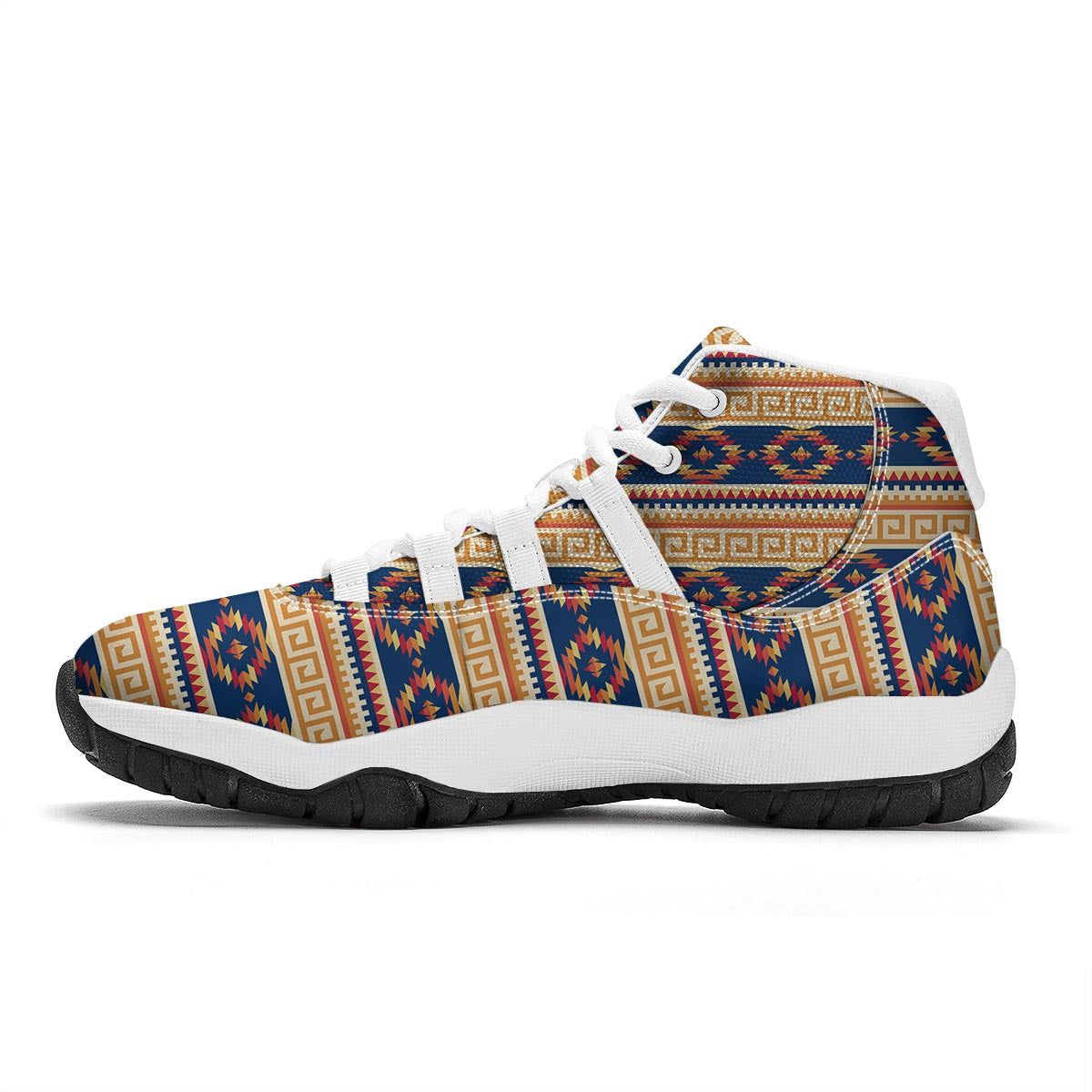 Aztec Tribal Indians Navajo Native American Print White Bball Shoes-grizzshop
