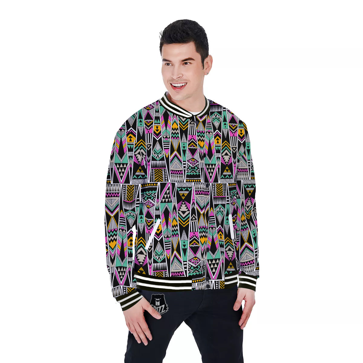 Aztec Tribal Vintage Print Pattern Baseball Jacket-grizzshop