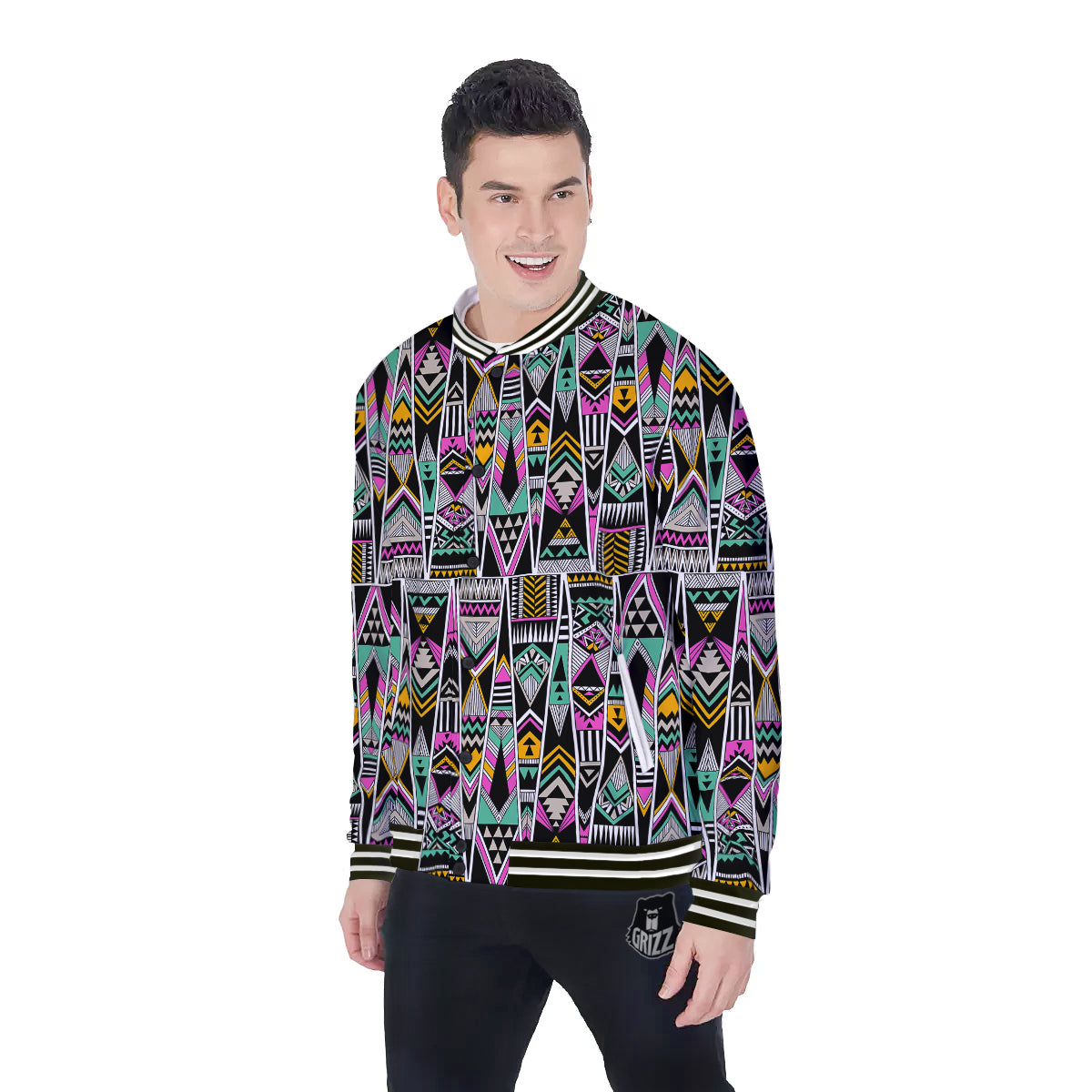 Aztec Tribal Vintage Print Pattern Baseball Jacket-grizzshop