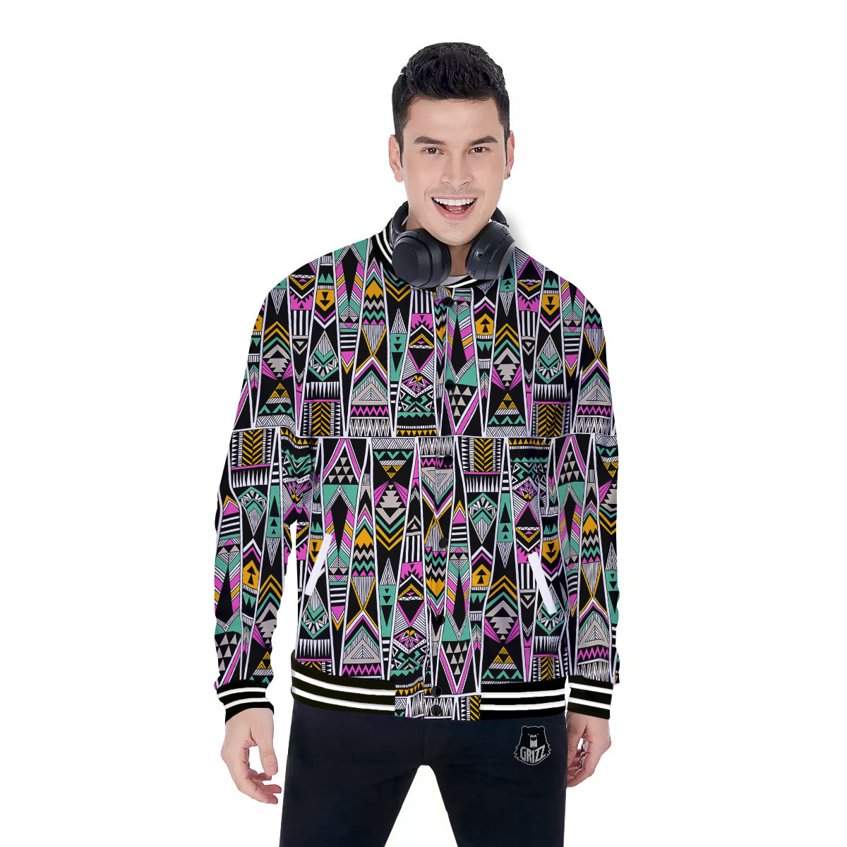 Aztec Tribal Vintage Print Pattern Baseball Jacket-grizzshop