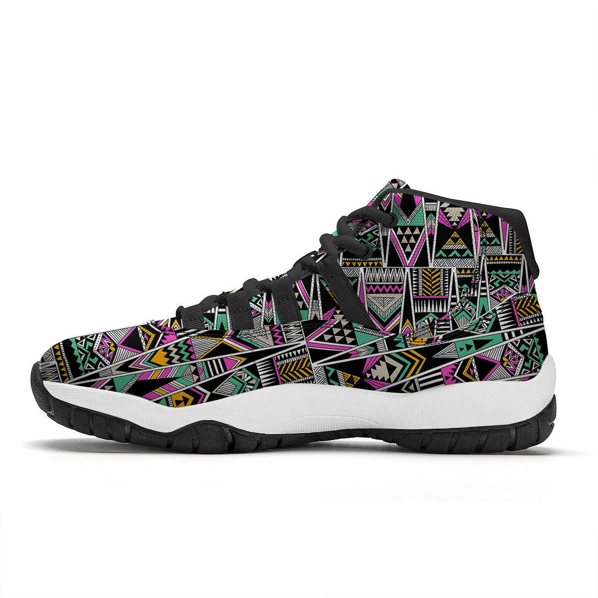 Aztec Tribal Vintage Print Pattern Black Bball Shoes-grizzshop