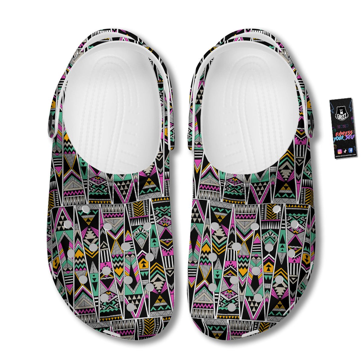 Aztec Tribal Vintage Print Pattern Clog-grizzshop