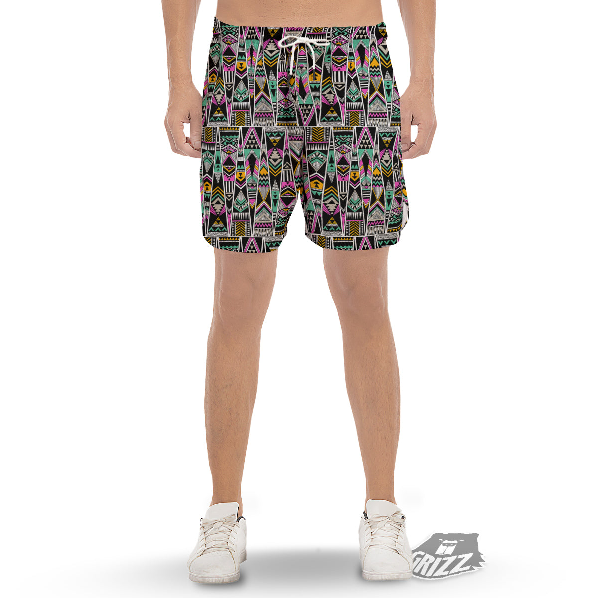 Aztec Tribal Vintage Print Pattern Men's Gym Shorts-grizzshop
