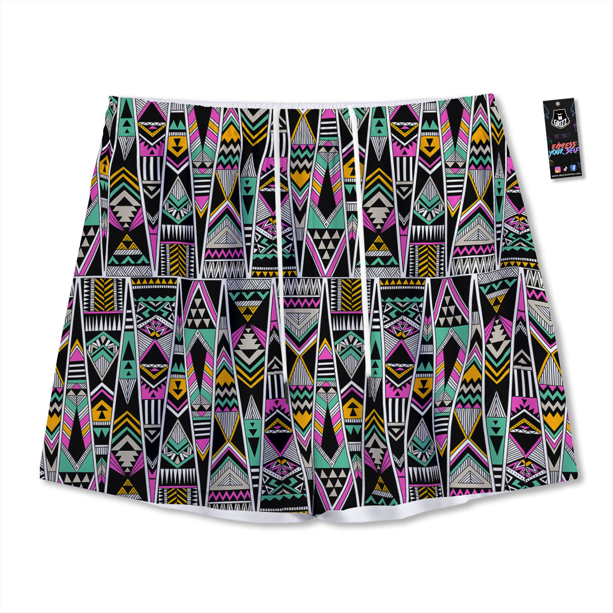 Aztec Tribal Vintage Print Pattern Mesh Shorts