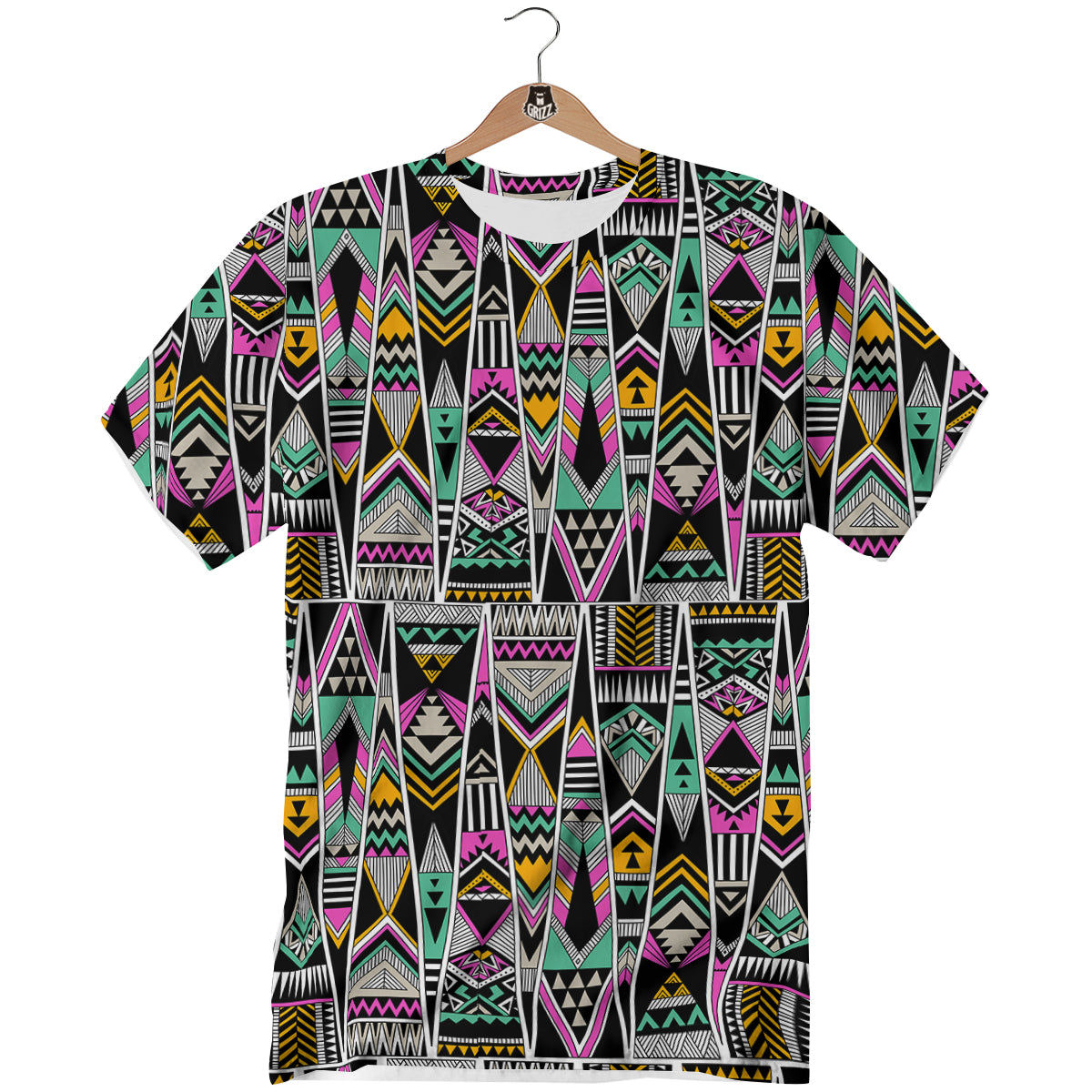 Aztec Tribal Vintage Print Pattern T-Shirt-grizzshop