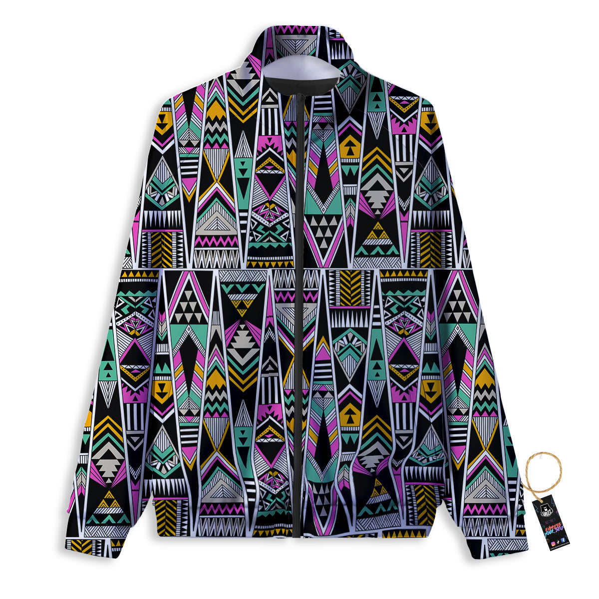 Aztec Tribal Vintage Print Pattern Track Jacket-grizzshop