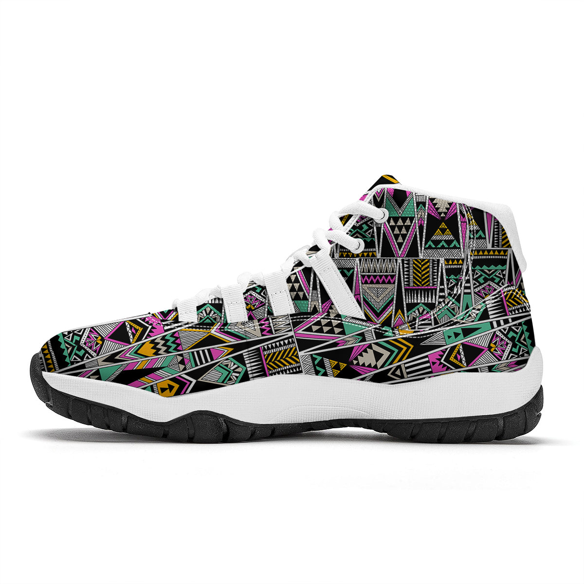 Aztec Tribal Vintage Print Pattern White Bball Shoes-grizzshop
