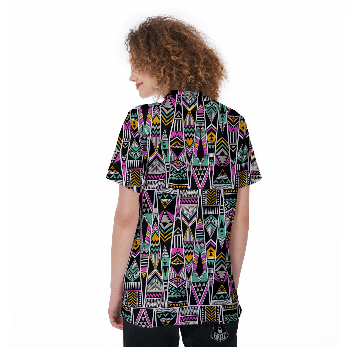 Aztec Tribal Vintage Print Pattern Women's Golf Shirts-grizzshop
