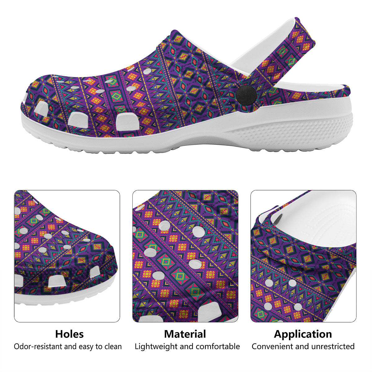 Aztec Trippy Neon Ethnic Print Clog-grizzshop