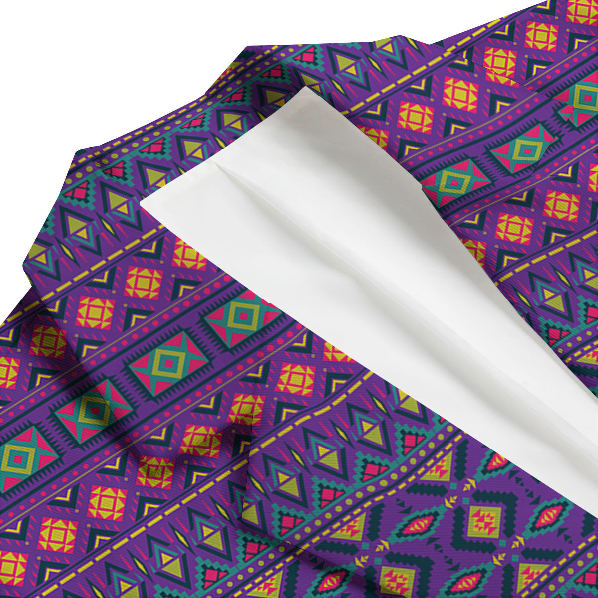 Aztec Trippy Neon Ethnic Print Men's Blazer-grizzshop