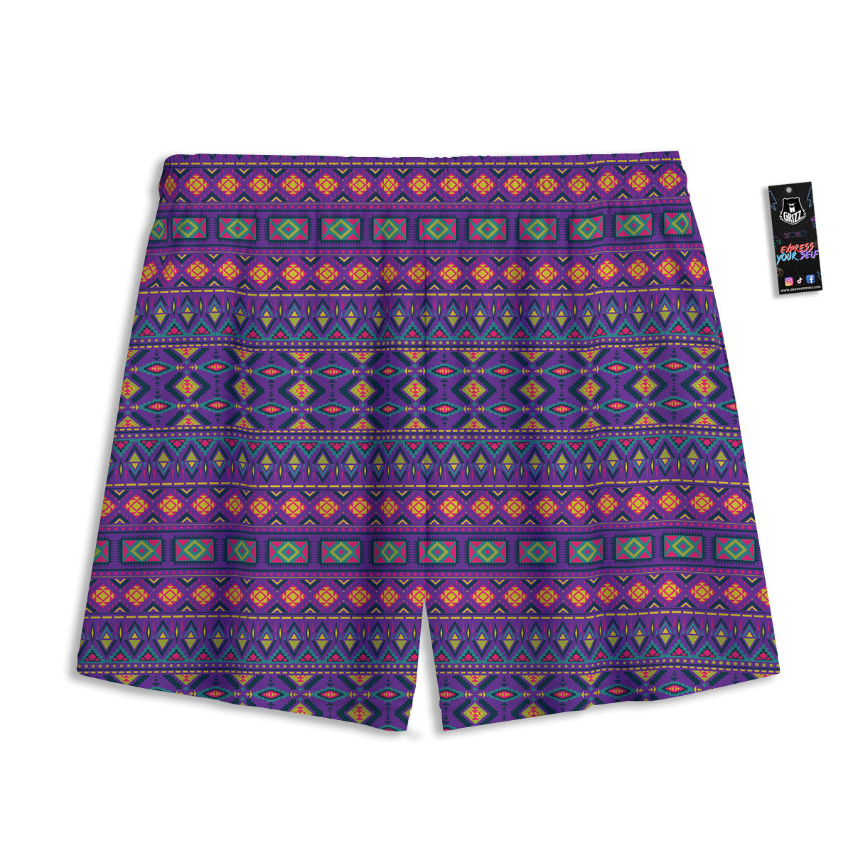 Aztec Trippy Neon Ethnic Print Mesh Shorts