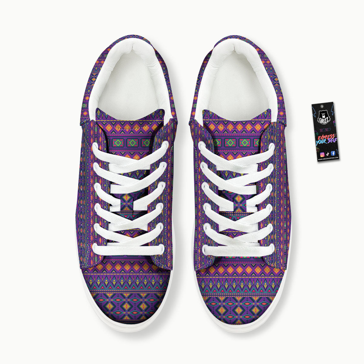 Aztec Trippy Neon Ethnic Print Platform Shoes-grizzshop