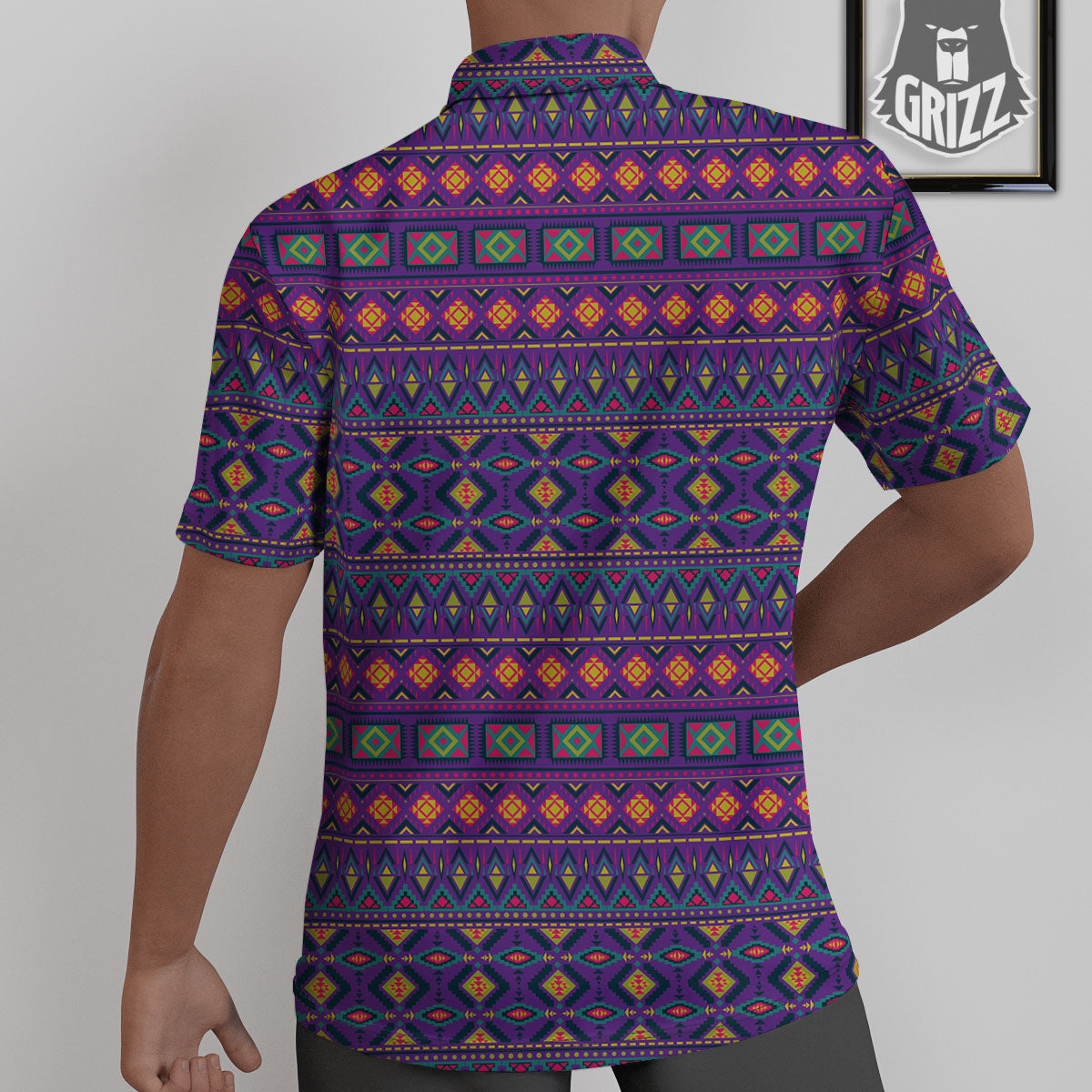 Aztec Trippy Neon Ethnic Print Untucked Shirts-grizzshop