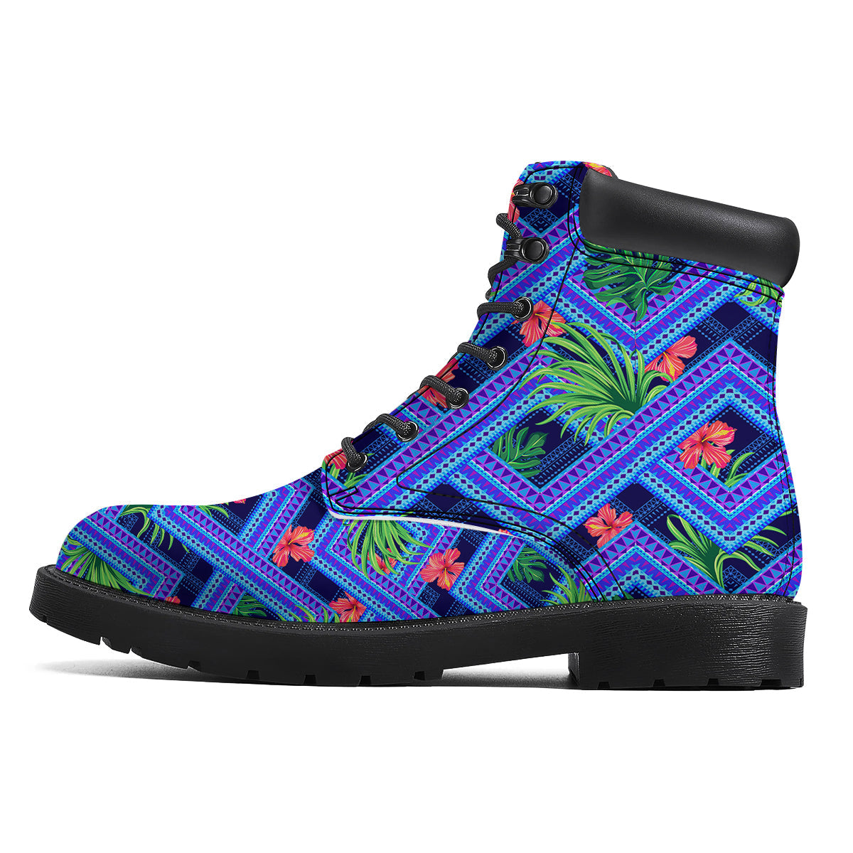 Aztec Tropical Hibiscus Flower Print Pattern Boots-grizzshop