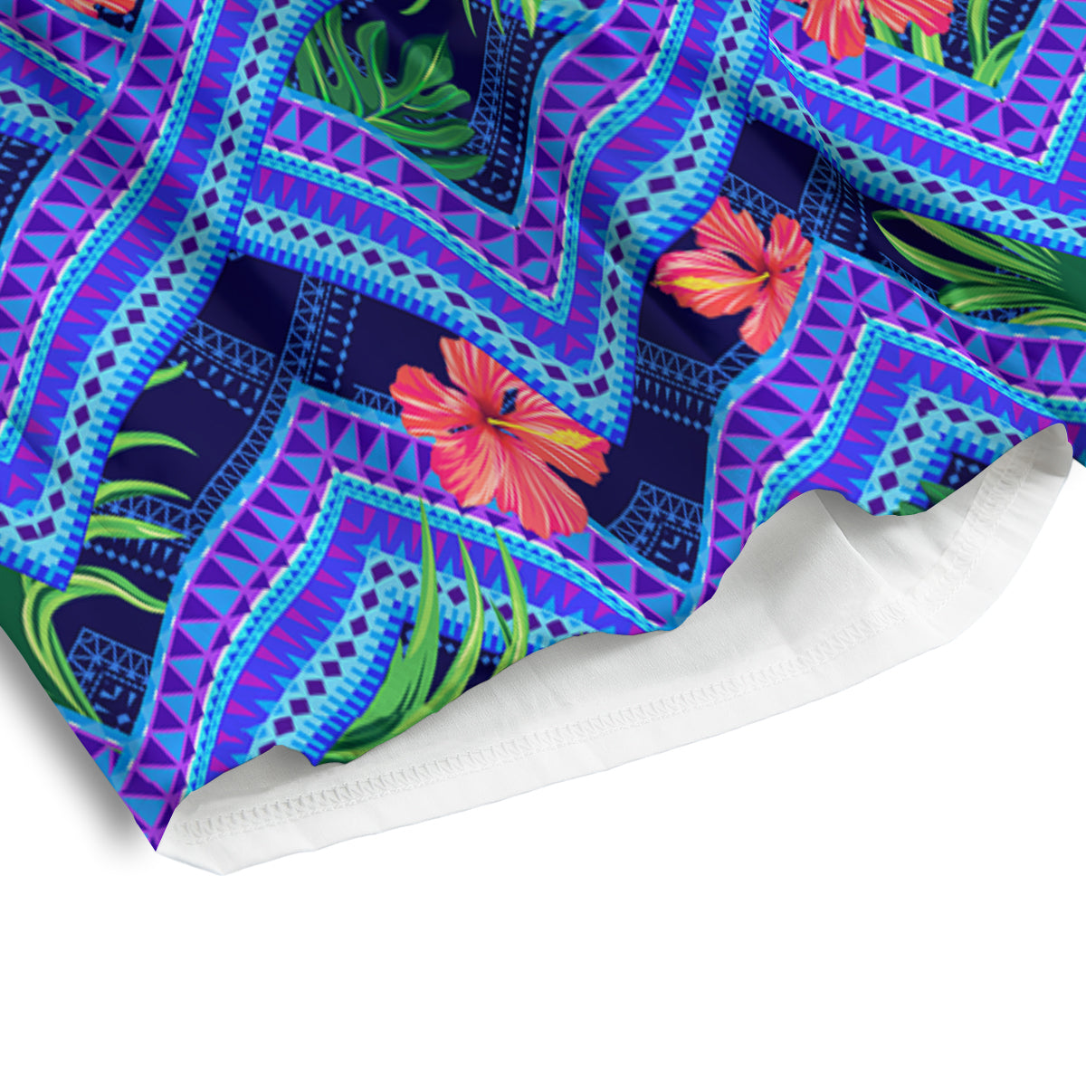 Aztec Tropical Hibiscus Flower Print Pattern Men's Athletic Shorts