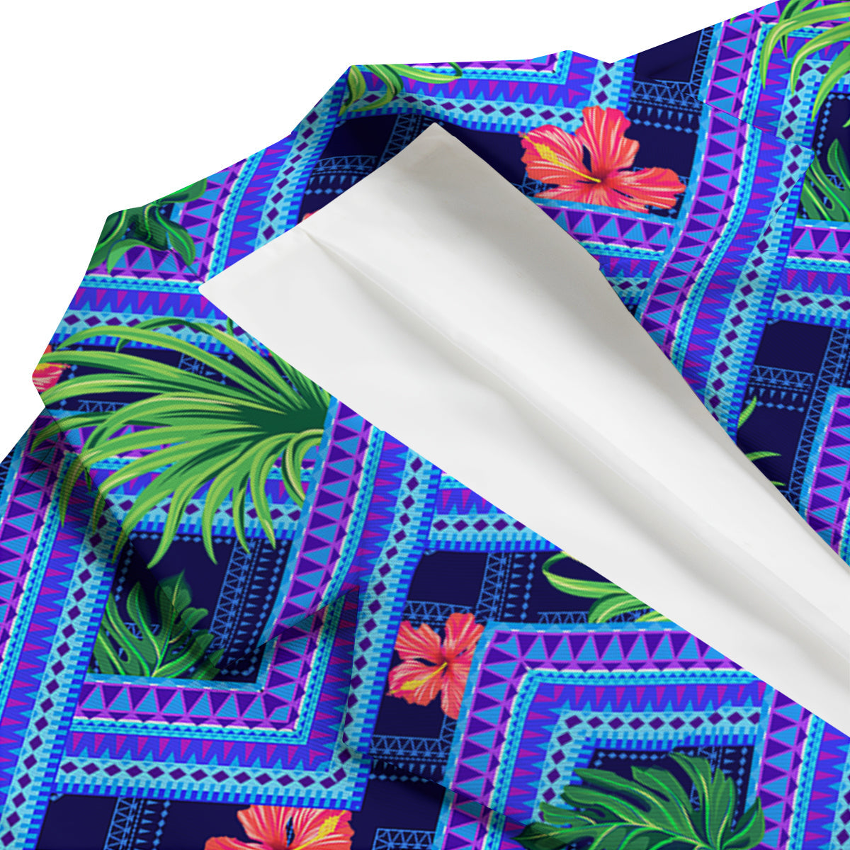 Aztec Tropical Hibiscus Flower Print Pattern Men's Blazer-grizzshop