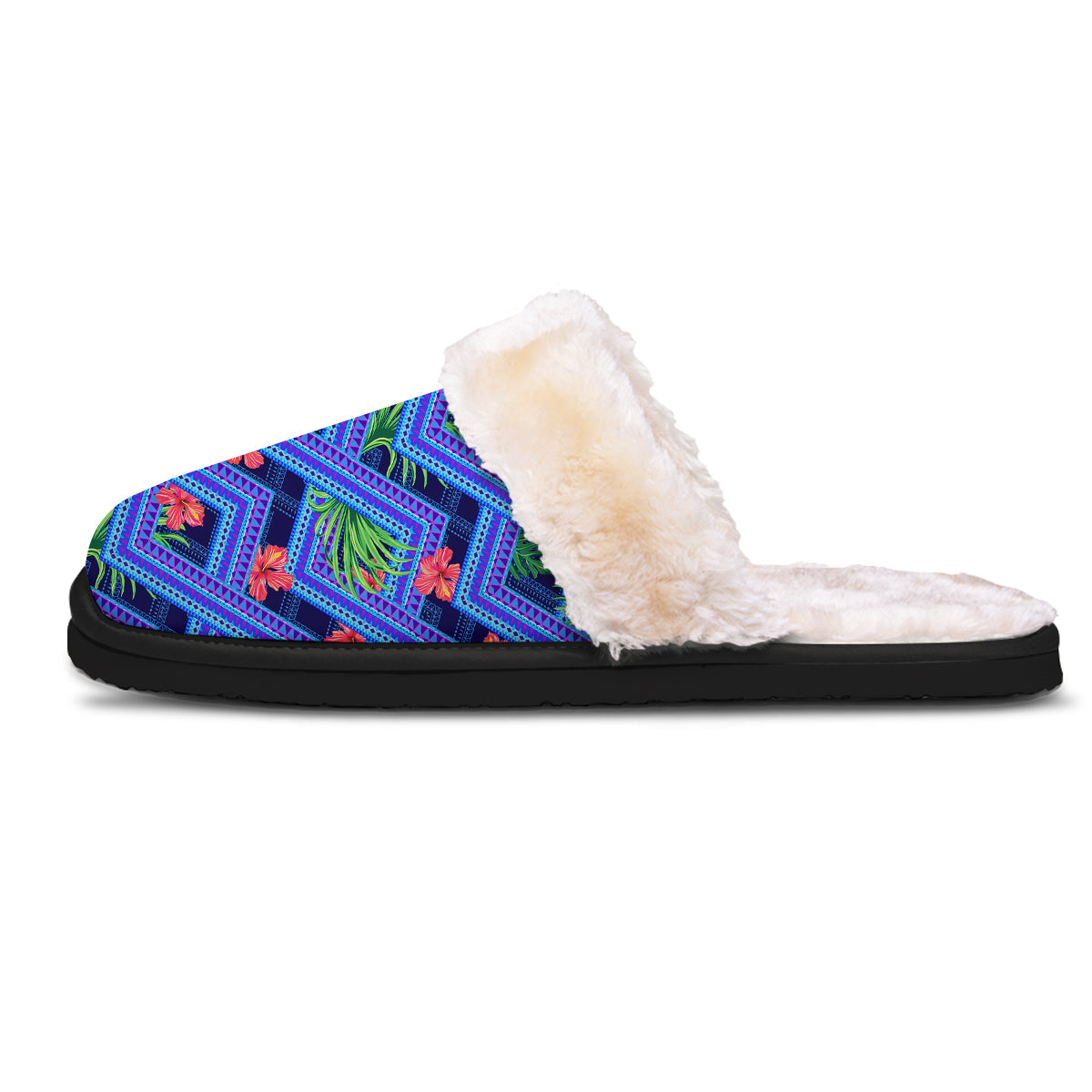 Aztec Tropical Hibiscus Flower Print Pattern Slippers-grizzshop