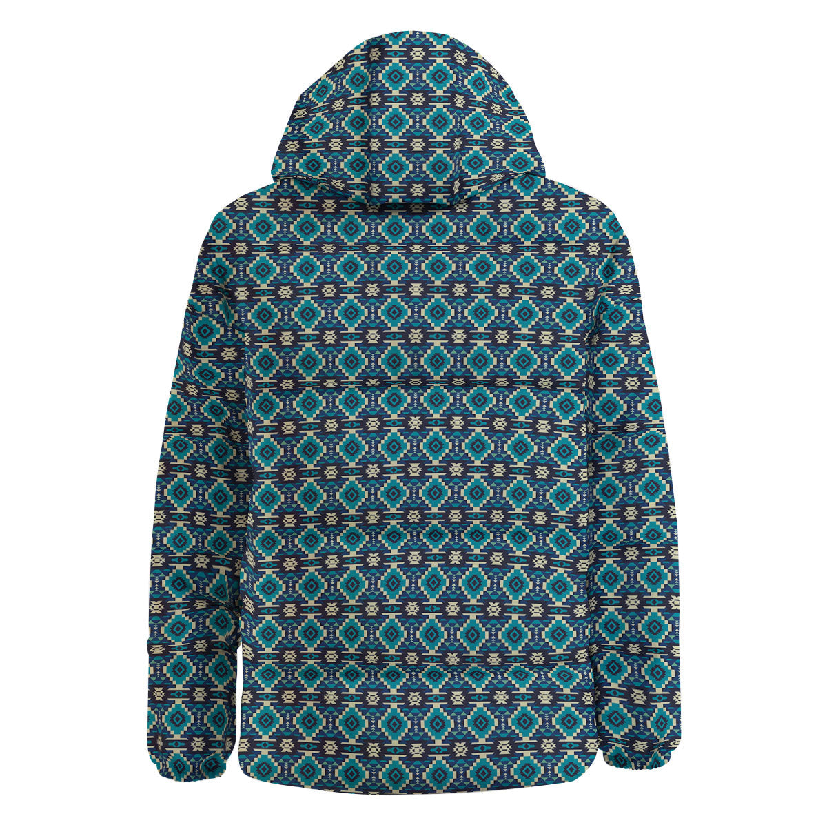 Aztec Turquoise And Blue Print Pattern Down Jacket-grizzshop