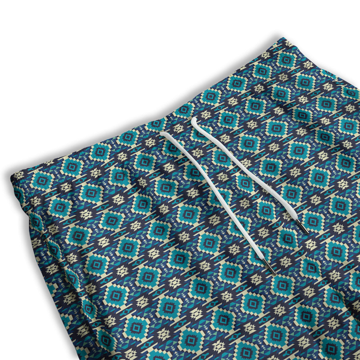Aztec Turquoise And Blue Print Pattern Men's Athletic Shorts
