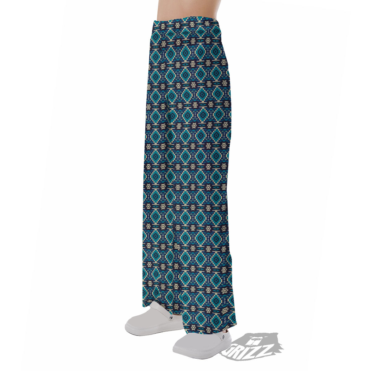 Aztec Turquoise And Blue Print Pattern Pajama Pants-grizzshop