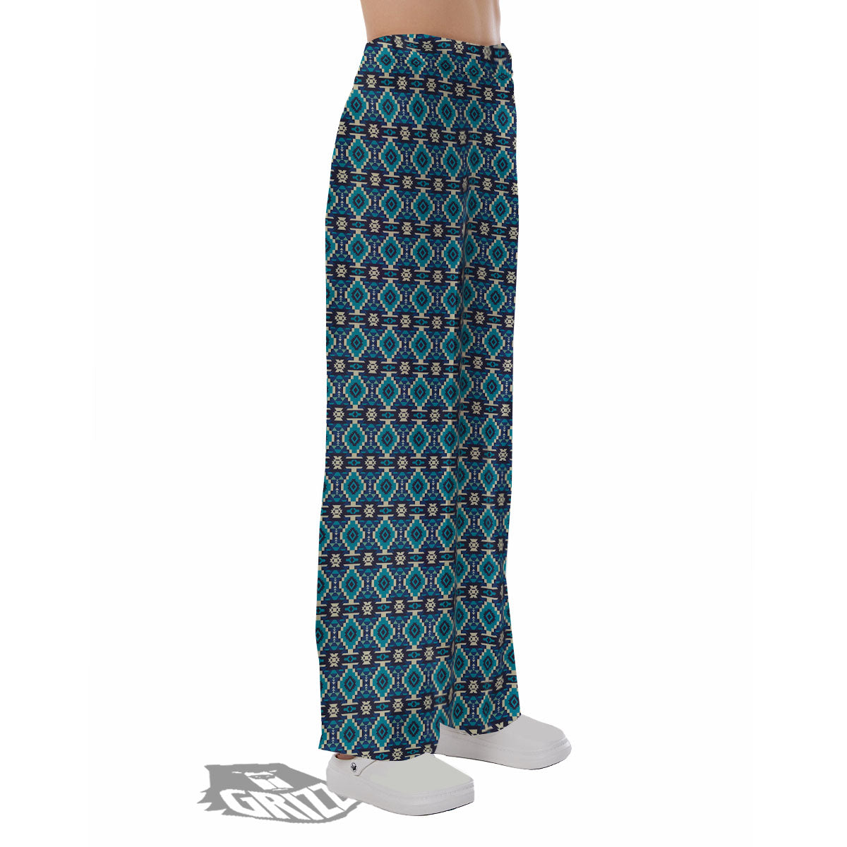 Aztec Turquoise And Blue Print Pattern Pajama Pants-grizzshop