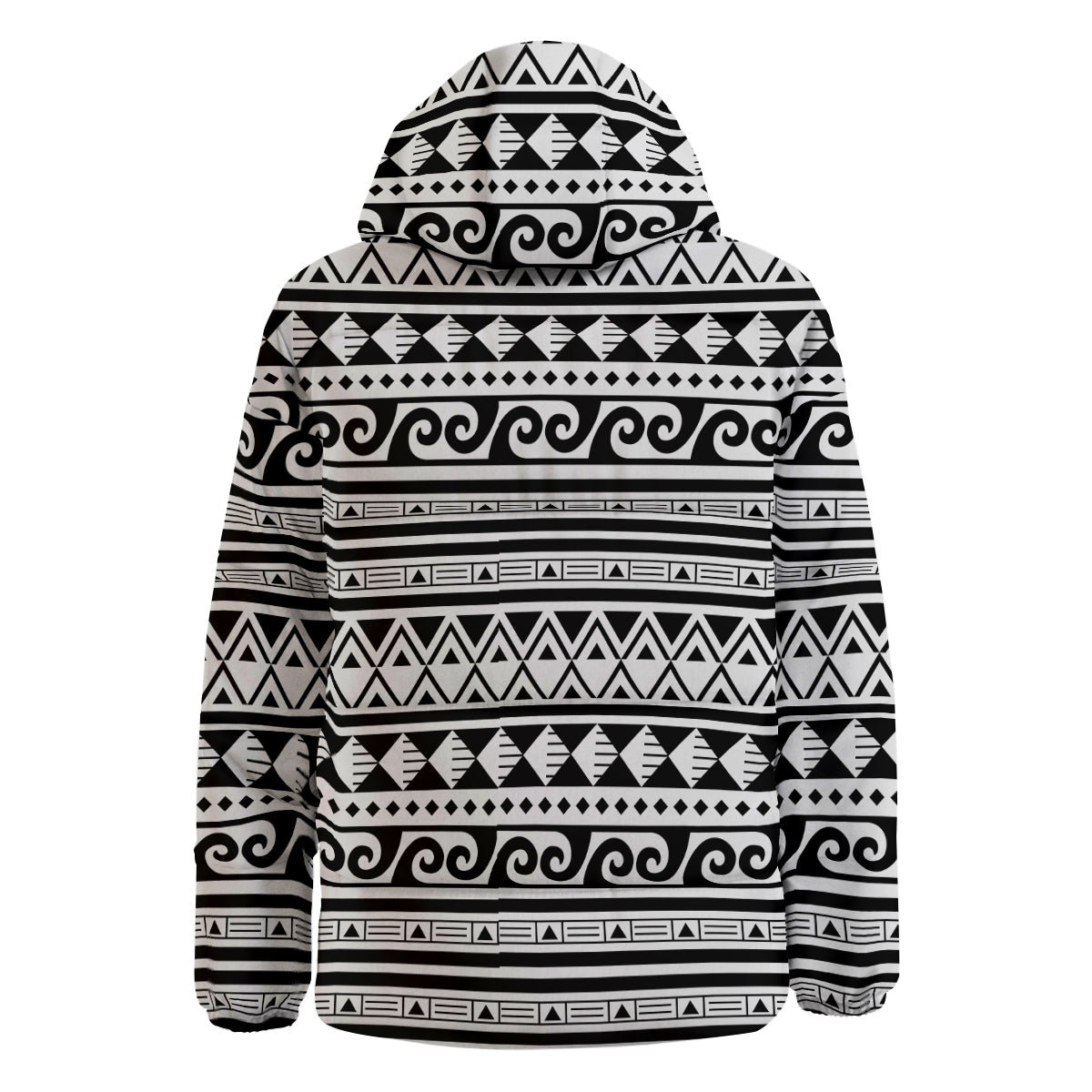 Aztec White And Black Print Pattern Down Jacket-grizzshop