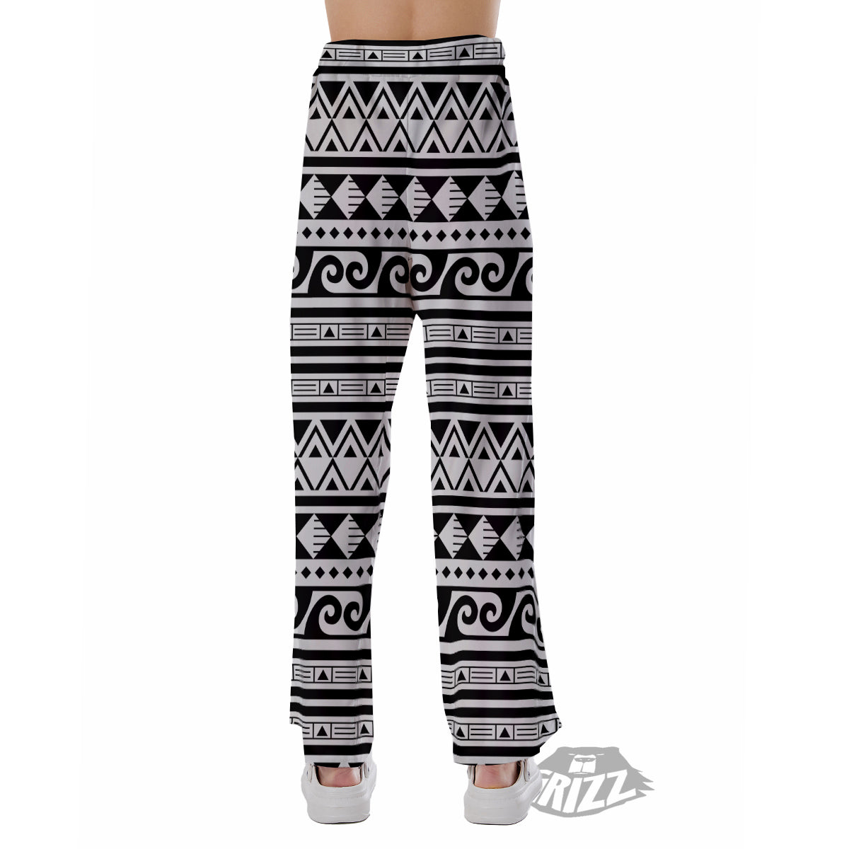 Aztec White And Black Print Pattern Pajama Pants-grizzshop