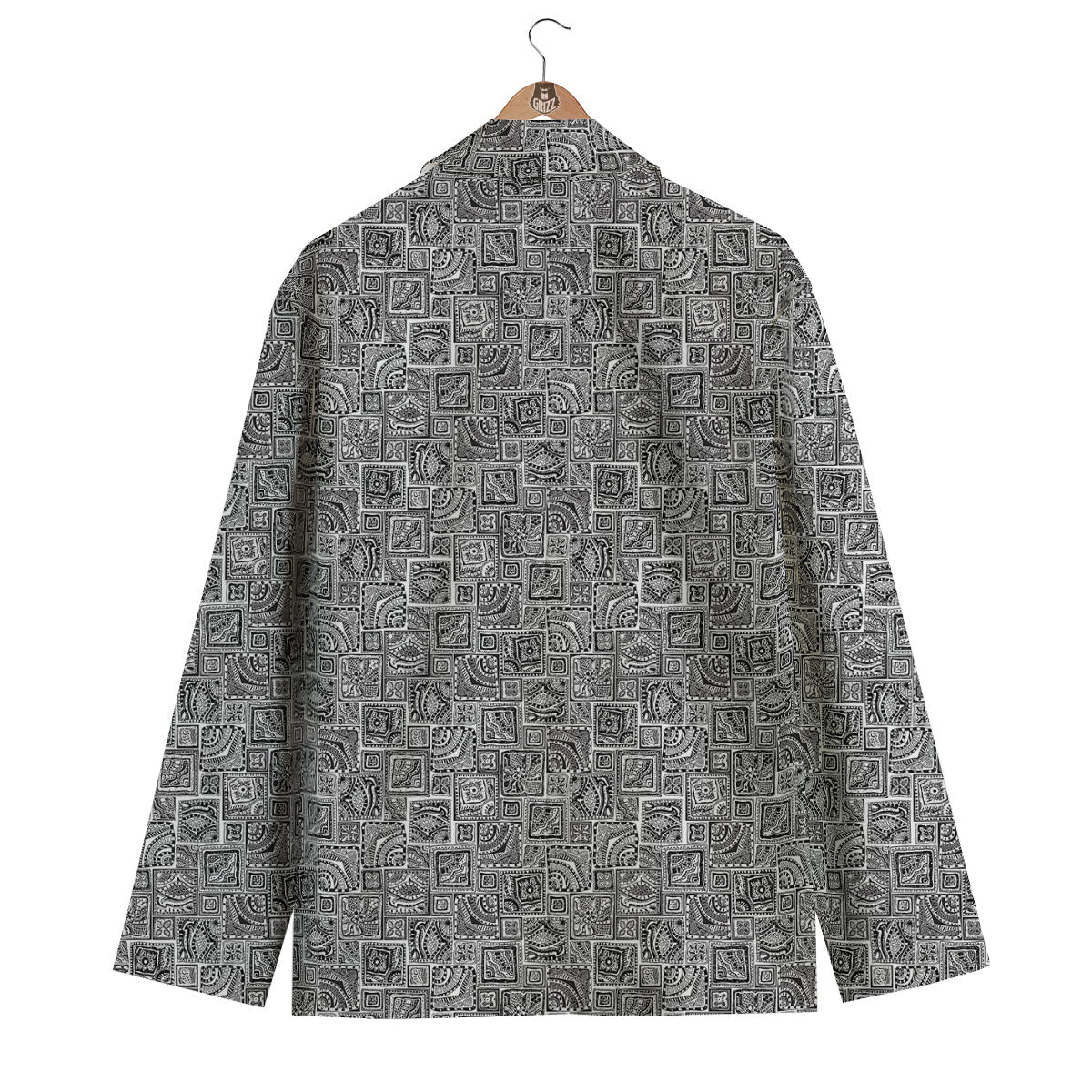 Aztec White And Grey Print Pattern Men's Blazer-grizzshop